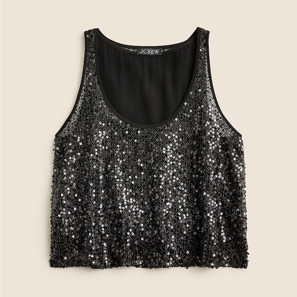 J. Crew Factory Black Sequin Tank Top NWT